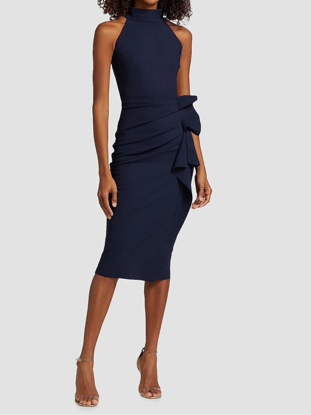 Chiara Boni La Petite Robe Gudrun Halter Ruffle Midi Dress Size 4 /40